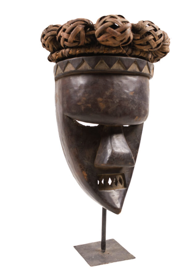 Initiation mask - Plant fibre, Wood - Salampasu - Congo