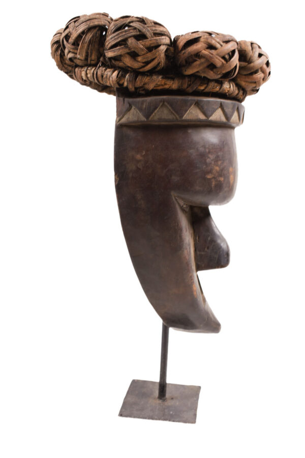Initiation mask - Plant fibre, Wood - Salampasu - Congo