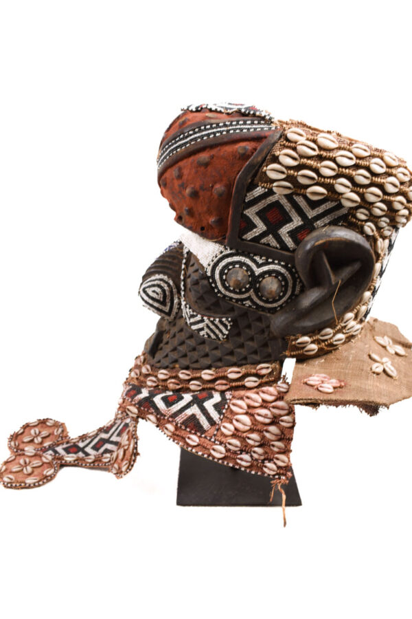 Royal Mask - Beads, Cauri, Wood - Bwoom - Kuba - DR Congo