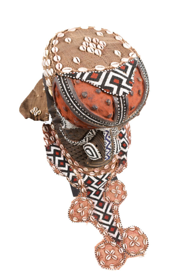 Royal Mask - Beads, Cauri, Wood - Bwoom - Kuba - DR Congo
