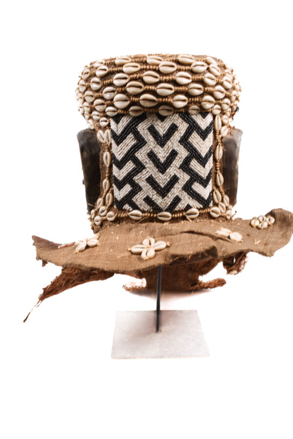 Royal Mask - Beads, Cauri, Wood - Bwoom - Kuba - DR Congo