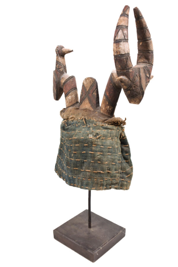 Zaizago crest mask - Wood, Textile - Mossi - Burkina Faso