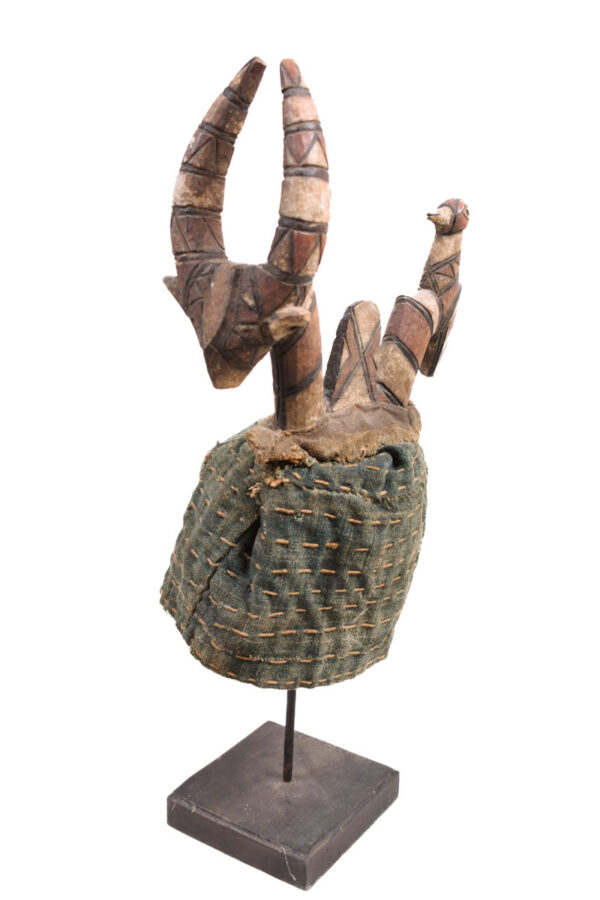 Zaizago crest mask - Wood, Textile - Mossi - Burkina Faso