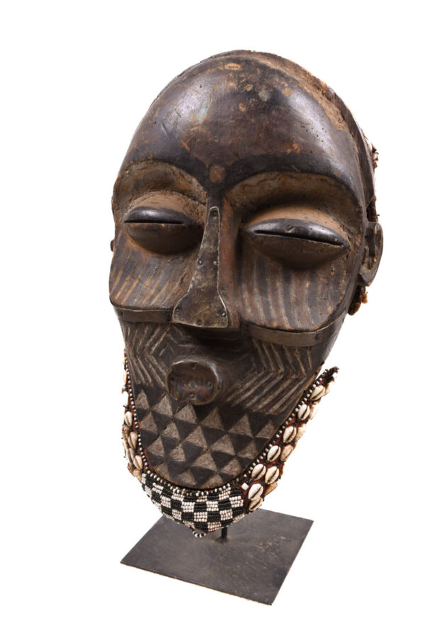 Tribal Mask - Beads, Cauri, Wood - Biombo - Kuba - DR Congo