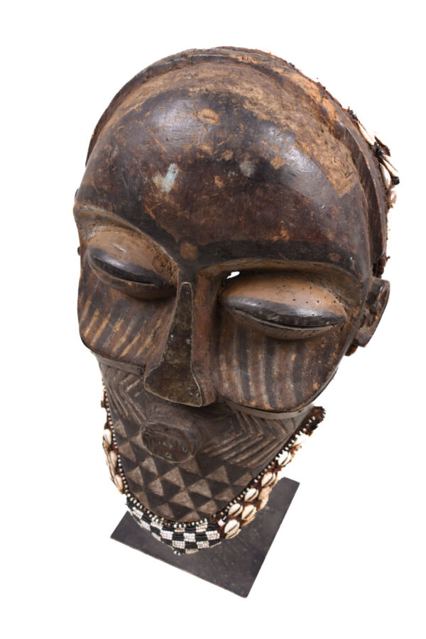 Tribal Mask - Beads, Cauri, Wood - Biombo - Kuba - DR Congo