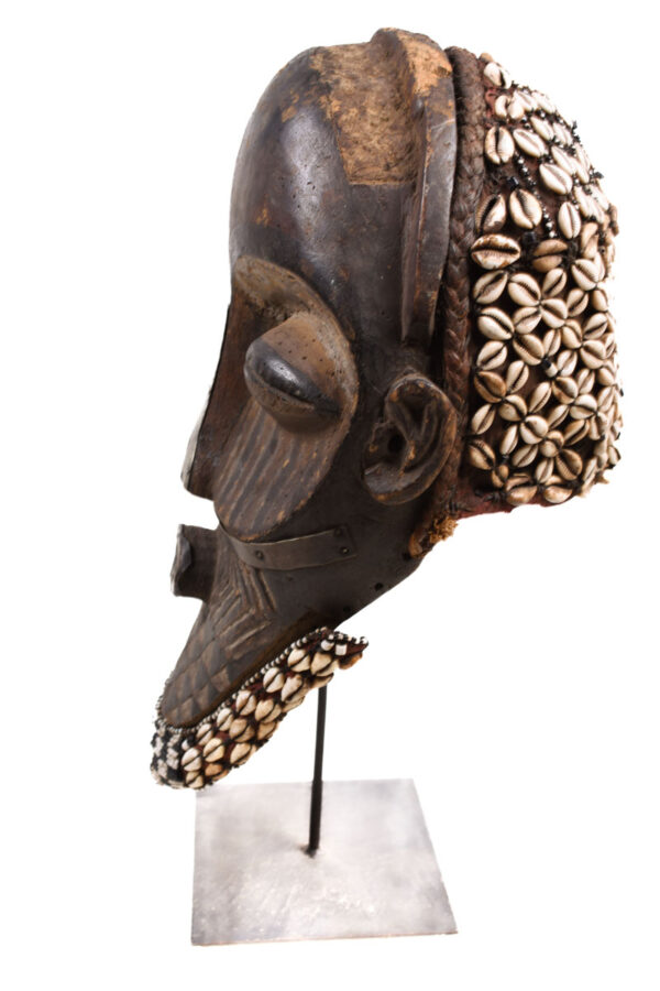 Tribal Mask - Beads, Cauri, Wood - Biombo - Kuba - DR Congo