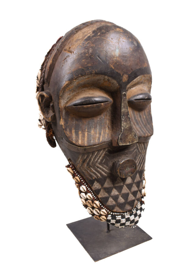 Tribal Mask - Beads, Cauri, Wood - Biombo - Kuba - DR Congo