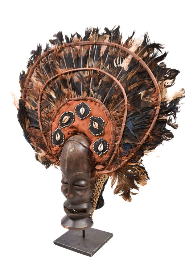 Chihongo Mask - Feathers, Wood - Chokwe - DR Congo