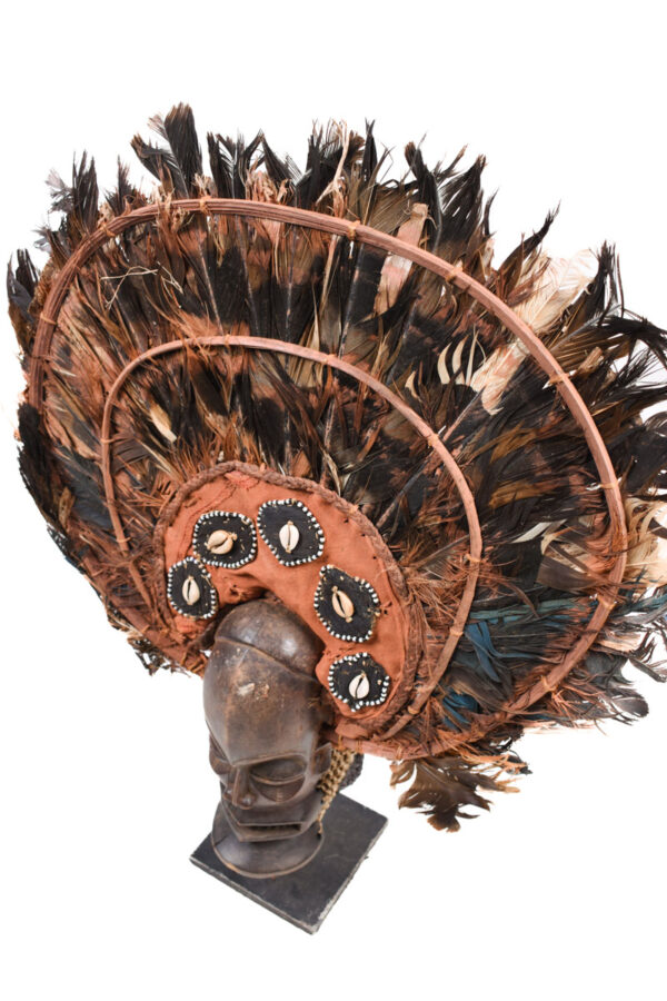 Chihongo Mask - Feathers, Wood - Chokwe - DR Congo