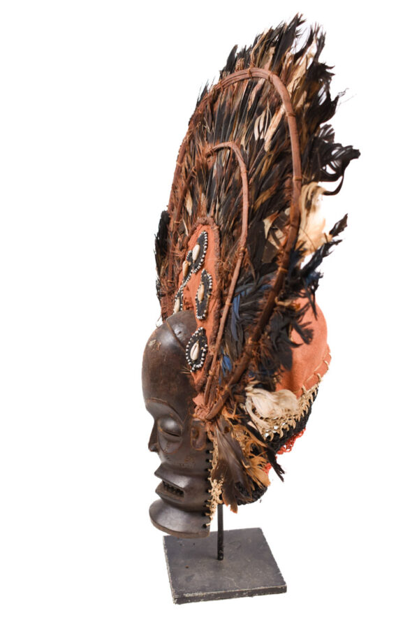 Chihongo Mask - Feathers, Wood - Chokwe - DR Congo