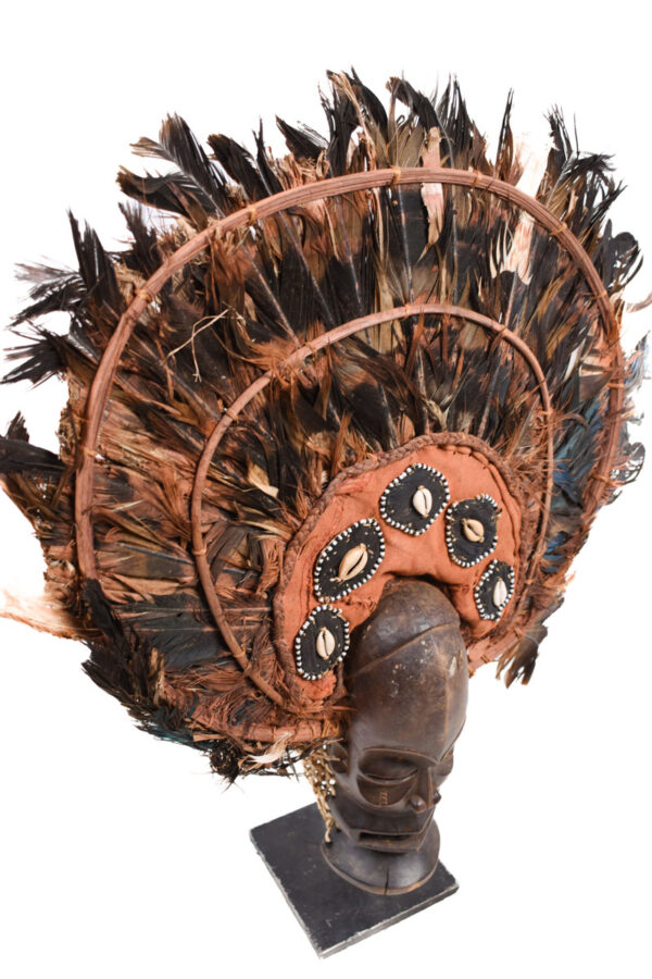 Chihongo Mask - Feathers, Wood - Chokwe - DR Congo