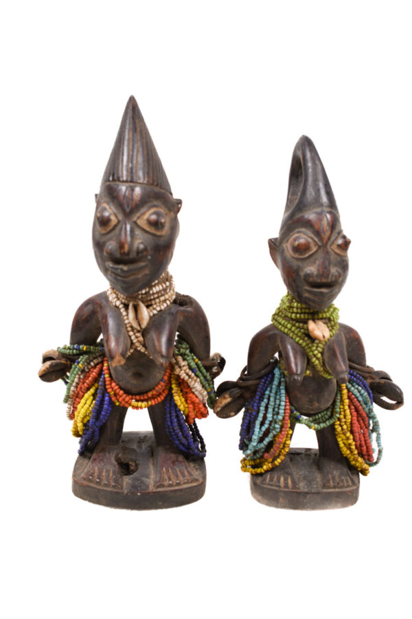 Ibeji Twins - Glass beads, Wood, Cauri shells - Yoruba - Nigeria