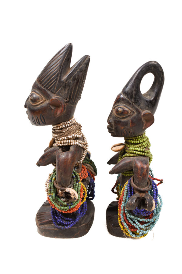 Ibeji Twins - Glass beads, Wood, Cauri shells - Yoruba - Nigeria