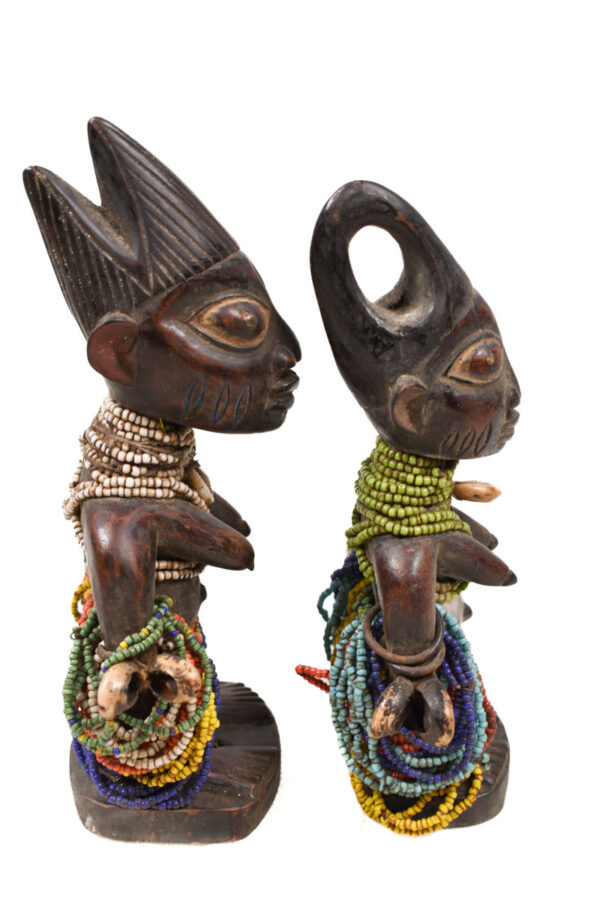 Ibeji Twins - Glass beads, Wood, Cauri shells - Yoruba - Nigeria