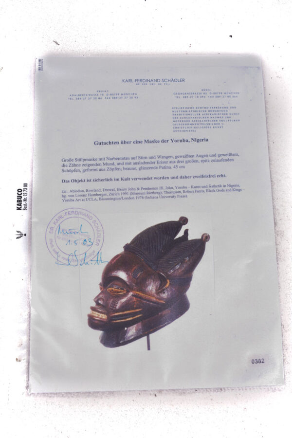 Gelede mask - Wood - Yoruba - Nigeria - Schädler certificat