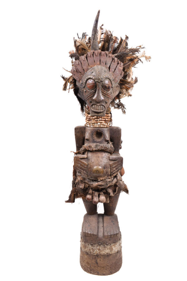 Power Figure - Wood, Metal, Horn, Feathers - Songye - Congo