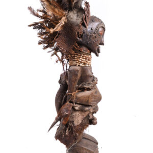 Power Figure - Wood, Metal, Horn, Feathers - Songye - Congo