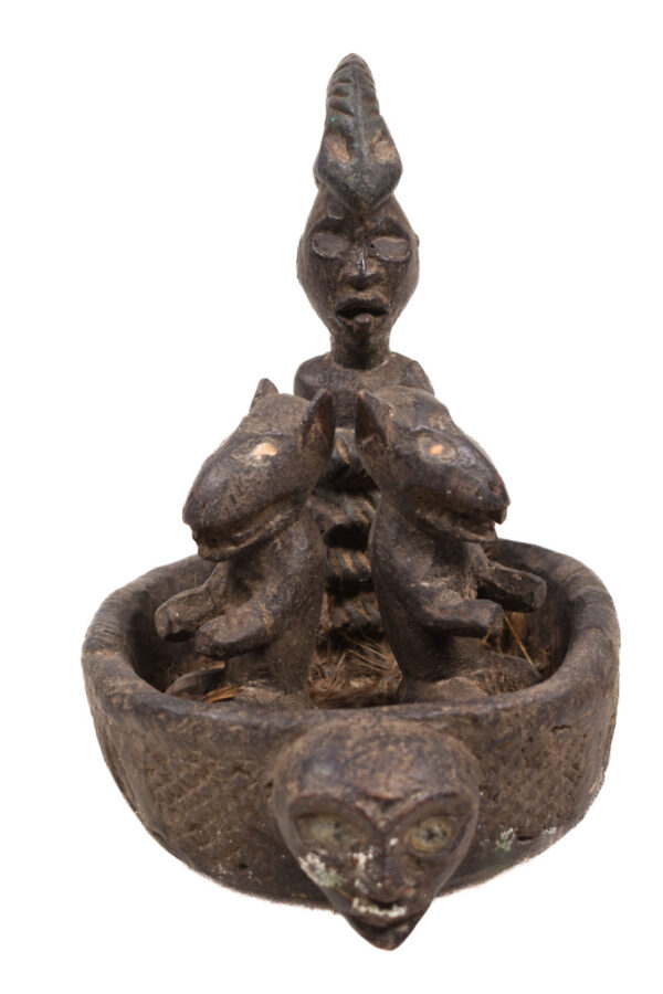 Divination Bowl - Wood, Glass - Bakongo Vili - Congo