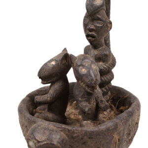 Divination Bowl - Wood, Glass - Bakongo Vili - Congo
