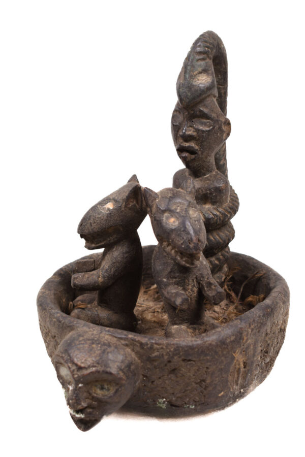 Divination Bowl - Wood, Glass - Bakongo Vili - Congo