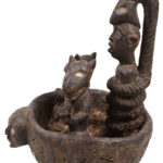 Divination Bowl - Wood, Glass - Bakongo Vili - Congo