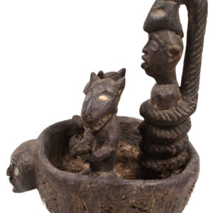 Divination Bowl - Wood, Glass - Bakongo Vili - Congo