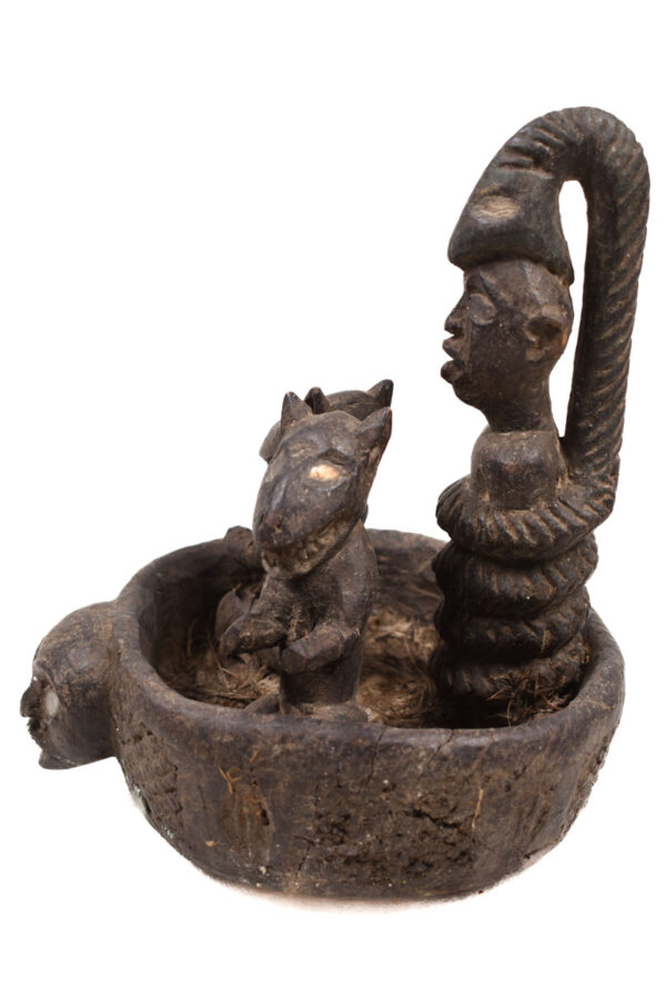 Divination Bowl - Wood, Glass - Bakongo Vili - Congo