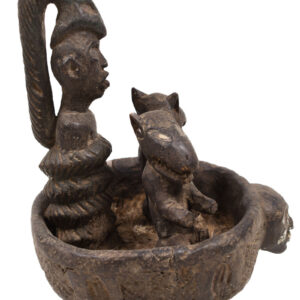 Divination Bowl - Wood, Glass - Bakongo Vili - Congo