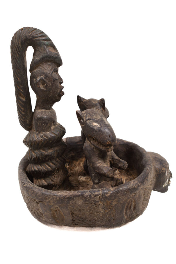 Divination Bowl - Wood, Glass - Bakongo Vili - Congo