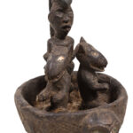 Divination Bowl - Wood, Glass - Bakongo Vili - Congo