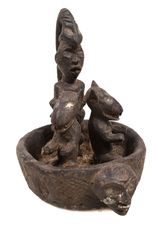 Divination Bowl - Wood, Glass - Bakongo Vili - Congo