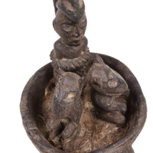 Divination Bowl - Wood, Glass - Bakongo Vili - Congo
