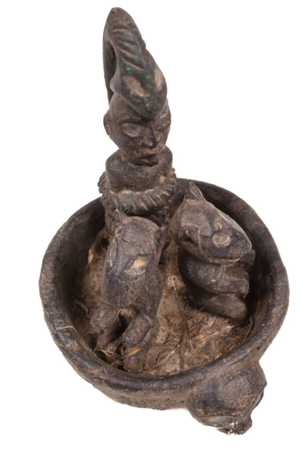 Divination Bowl - Wood, Glass - Bakongo Vili - Congo