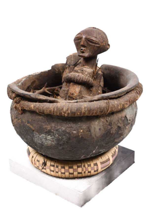 Divination Bowl - Wood, Terracotta - Songye - Congo