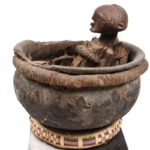 Divination Bowl - Wood, Terracotta - Songye - Congo