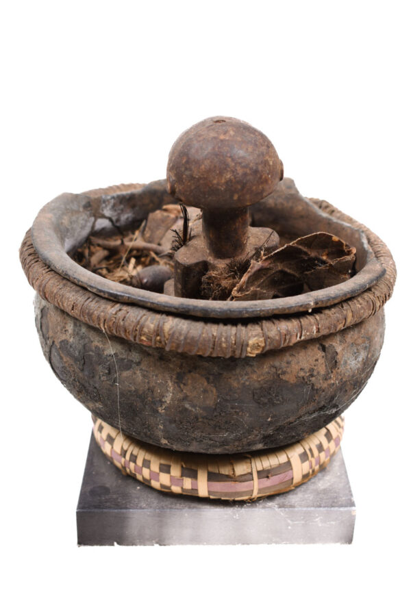 Divination Bowl - Wood, Terracotta - Songye - Congo
