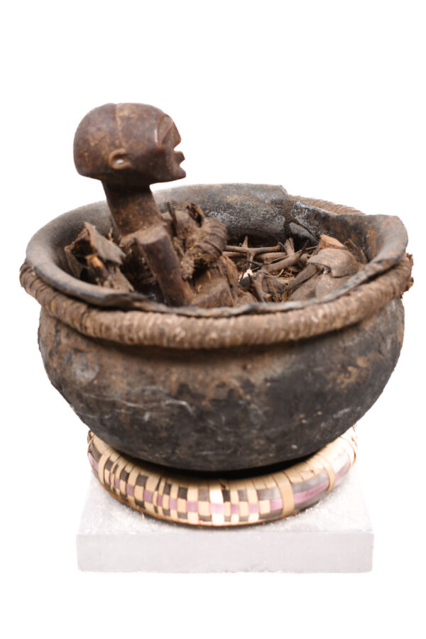 Divination Bowl - Wood, Terracotta - Songye - Congo