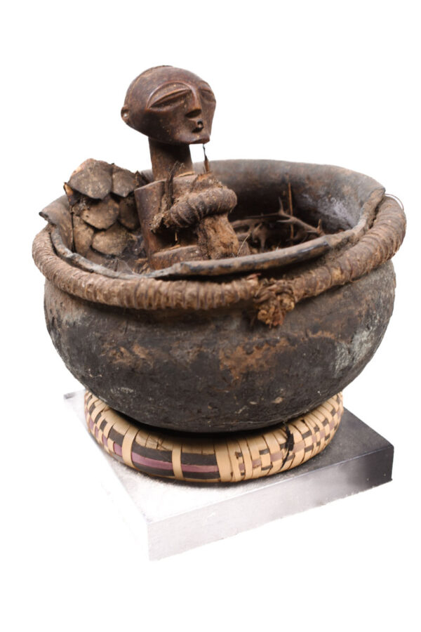 Divination Bowl - Wood, Terracotta - Songye - Congo