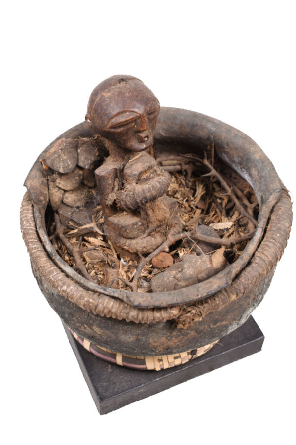 Divination Bowl - Wood, Terracotta - Songye - Congo