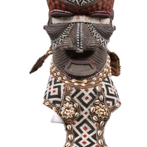 Royal Mask - Beads, Cauri, Wood - Bwoom - Kuba - DR Congo