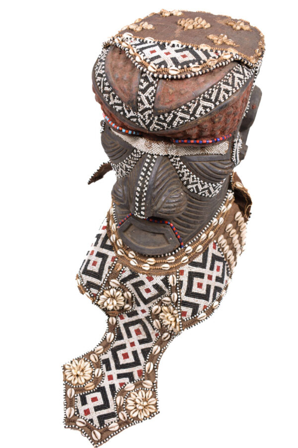 Royal Mask - Beads, Cauri, Wood - Bwoom - Kuba - DR Congo