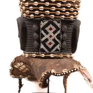Royal Mask - Beads, Cauri, Wood - Bwoom - Kuba - DR Congo