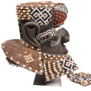 Royal Mask - Beads, Cauri, Wood - Bwoom - Kuba - DR Congo