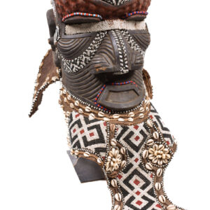 Royal Mask - Beads, Cauri, Wood - Bwoom - Kuba - DR Congo