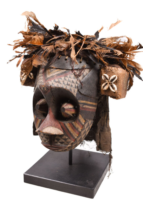 Mask - Feathers, Wood, Fabric - Ngeende Pwoom Itok - Kuba - Congo DRC