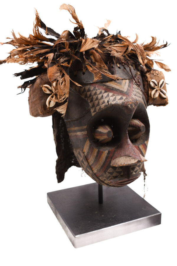 Mask - Feathers, Wood, Fabric - Ngeende Pwoom Itok - Kuba - Congo DRC