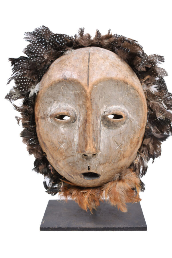 Mask - Wood - Lega, Feathers - Congo