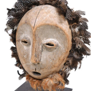 Mask - Wood - Lega, Feathers - Congo