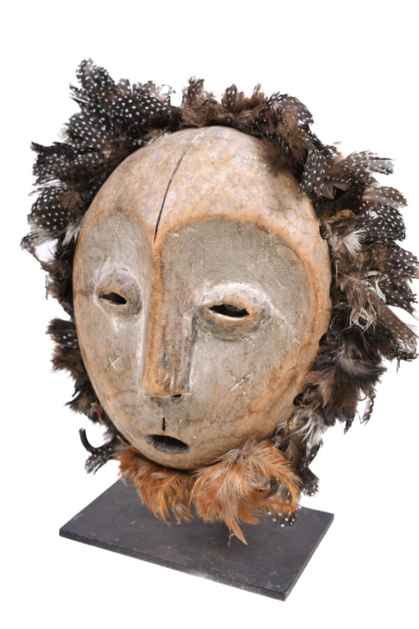 Mask - Wood - Lega, Feathers - Congo