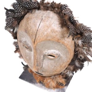 Mask - Wood - Lega, Feathers - Congo